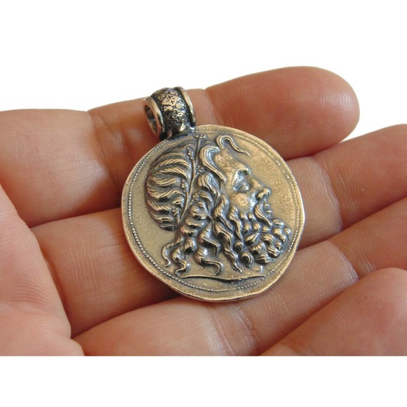Ancient Coin King of Macedon Poseidon Apollo Pendant Medal Artisan Copy Sterling - Picture 1 of 4